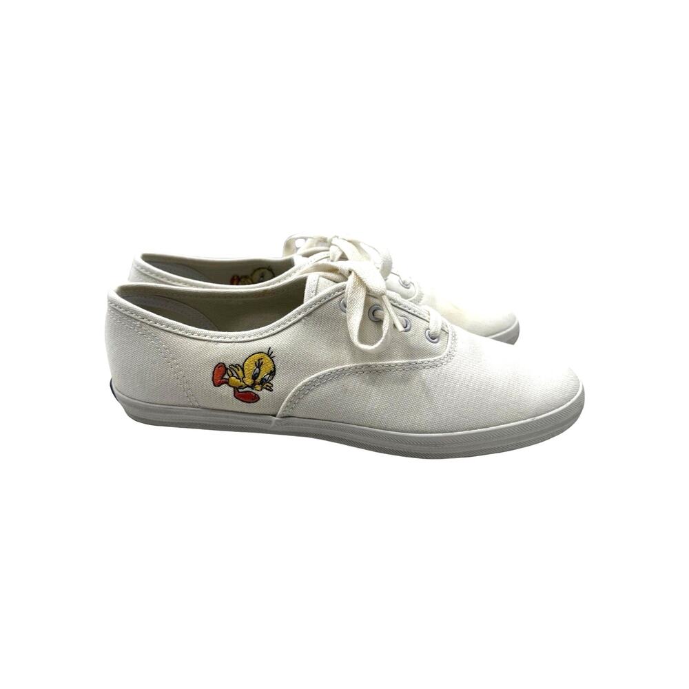 Vintage Embroidered Looney Tunes Keds 1993 White Tweety Bird Shoes Womens Size 7
